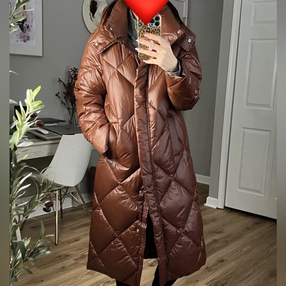 Abercrombie & Fitch Full Length Puffer - Faux Leather - Picture 1 of 6